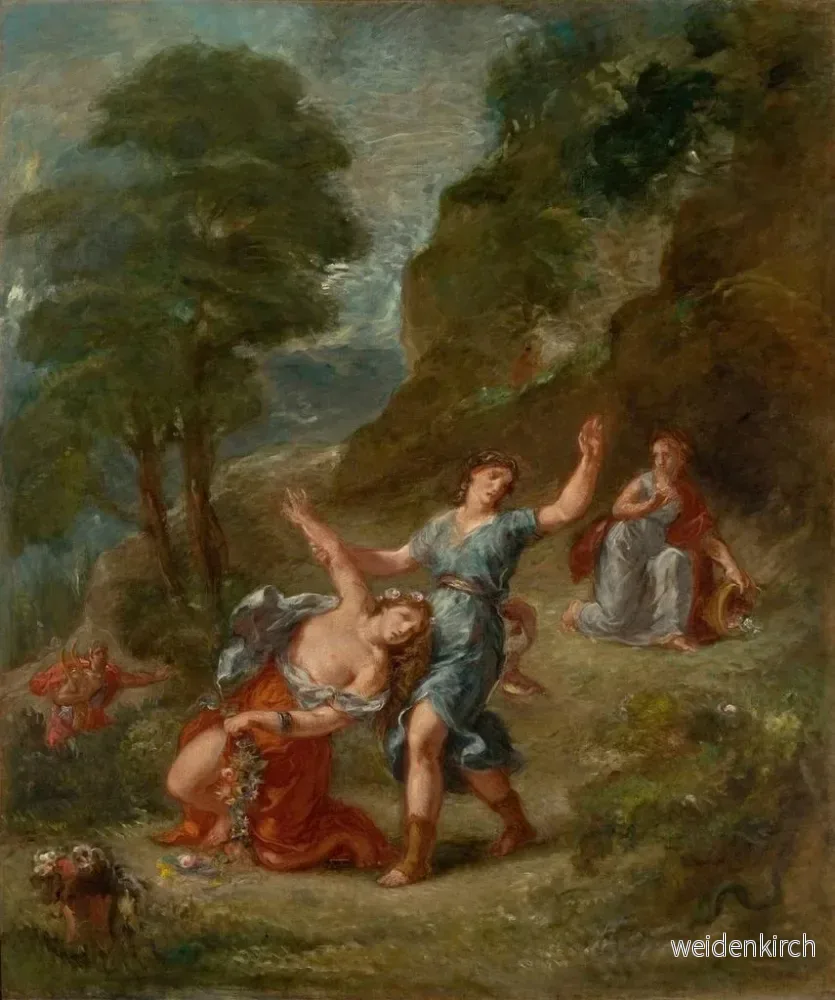 Målning Våren: Eurydice biten av en orm under blomsterplockning, Eurydices död - Eugène Delacroix - Bild 2