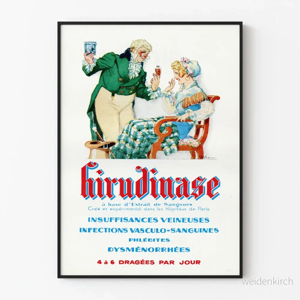 Vintageaffisch Hirudinase - Medicinsk Retro Väggdekoration
