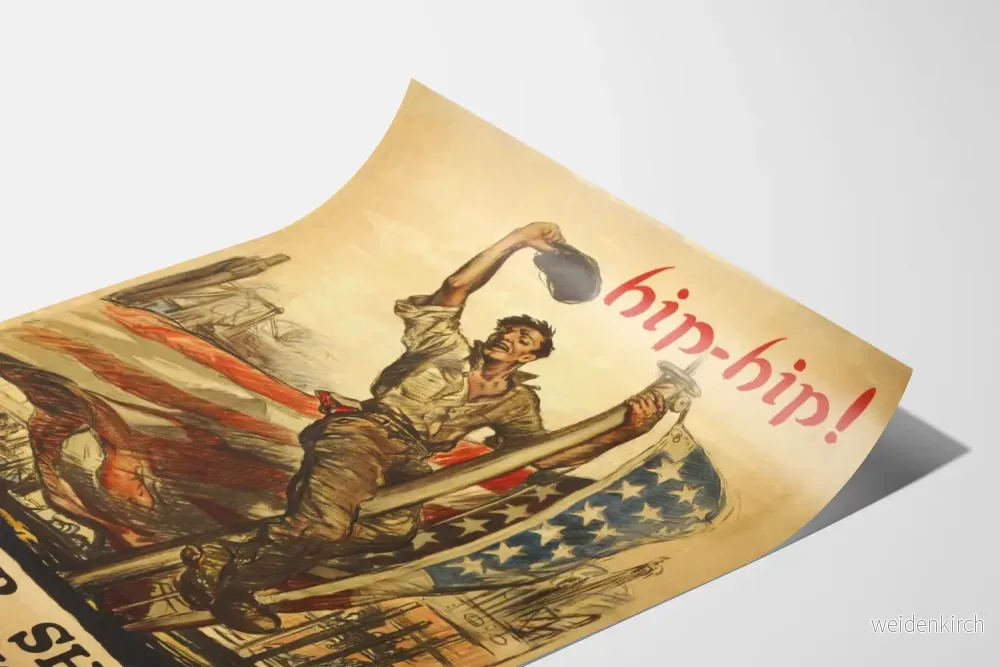 Vintage patriotisk amerikansk poster 'Another Ship Another Victory' - Bild 3