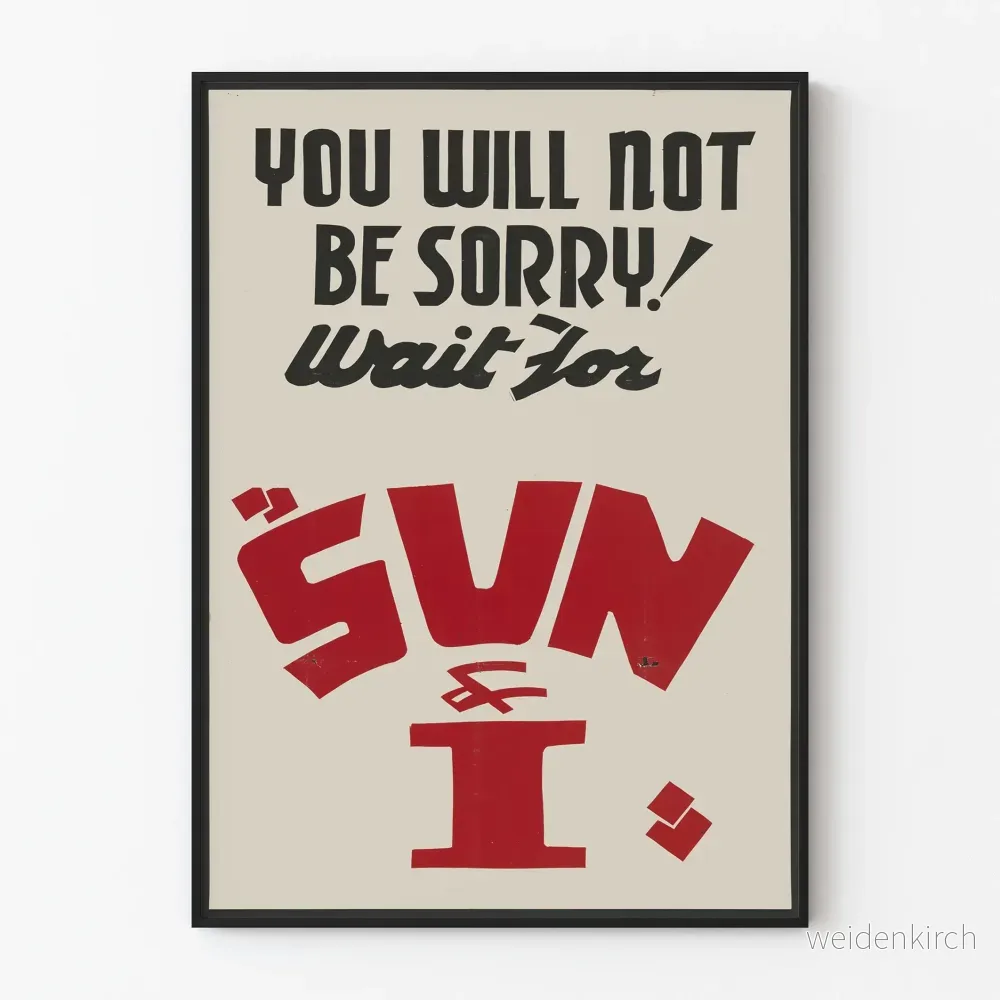 Minimalistisk typografisk poster Sun & I i svart och rött