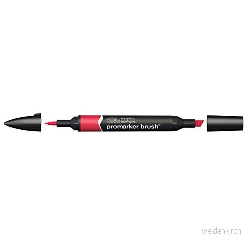 Winsor & Newton 0204171 penselmärkpenna (för ritningar, kalligrafi, design och layouter, randfri ritning med kil penselspets) bärröd 884955042793