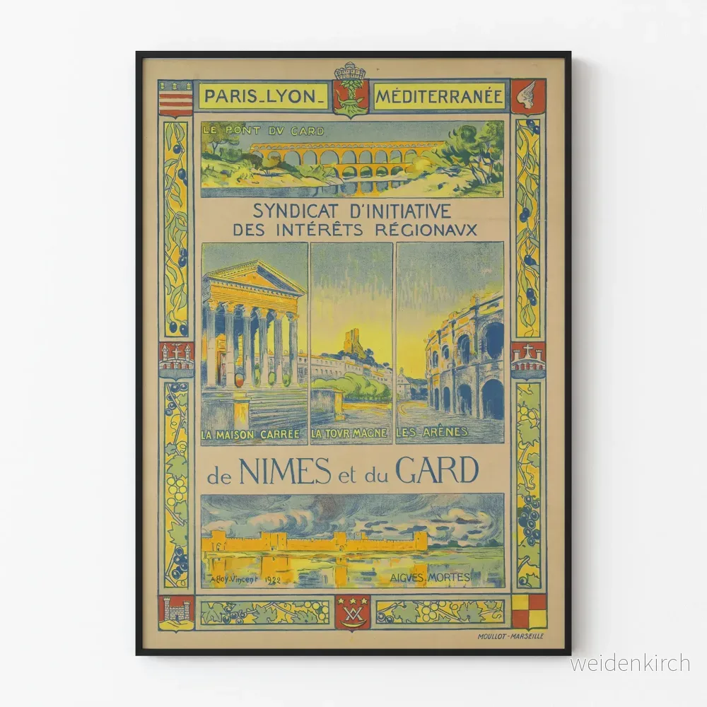 Vintageposter från Nîmes och Gard – Turistväggdekoration