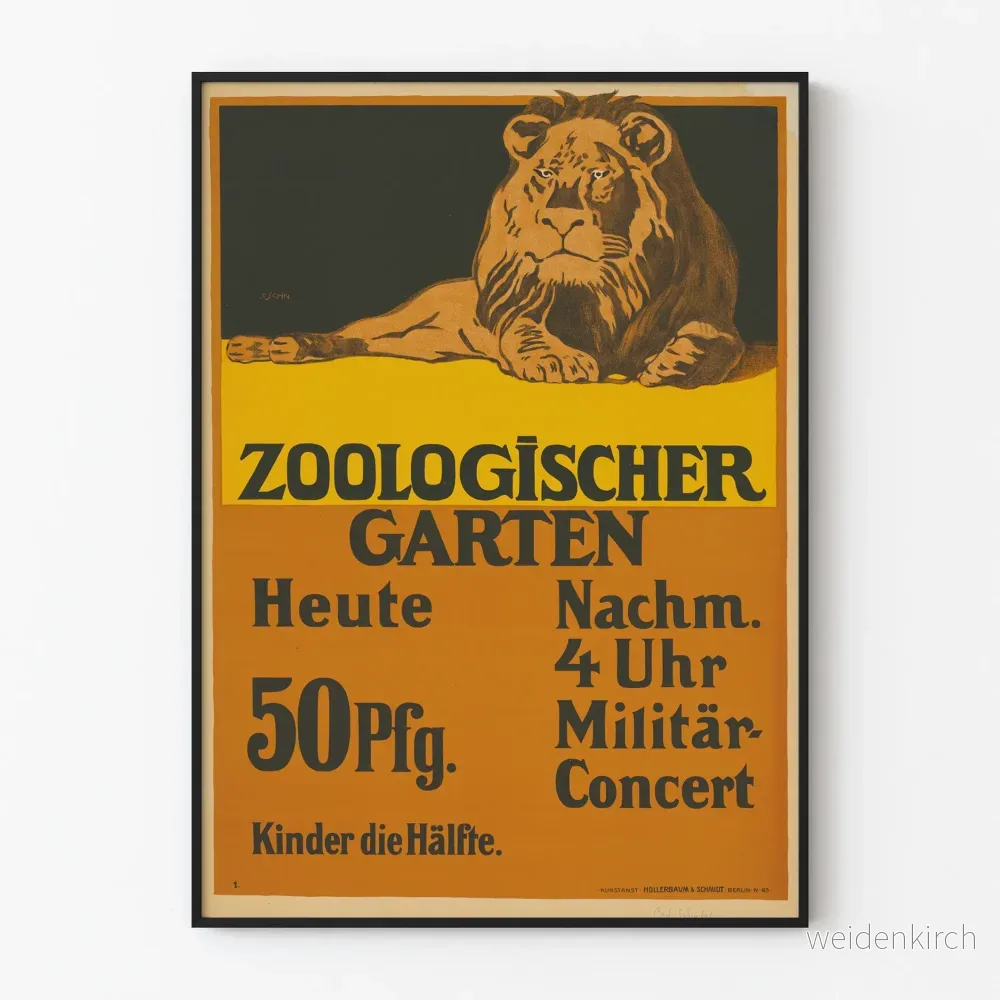 Vintageposter av Lejon från Zoologischer Garten med militärkonsert