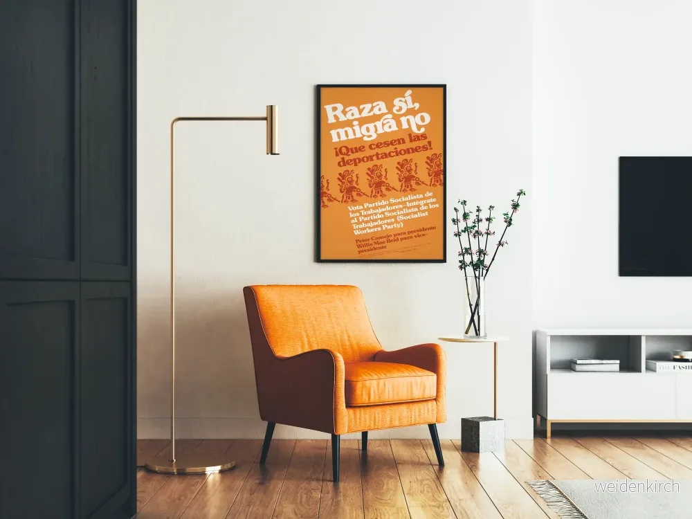Engagerad poster 'Raza sí, migra no' - Vintage politisk väggdekoration - Bild 2