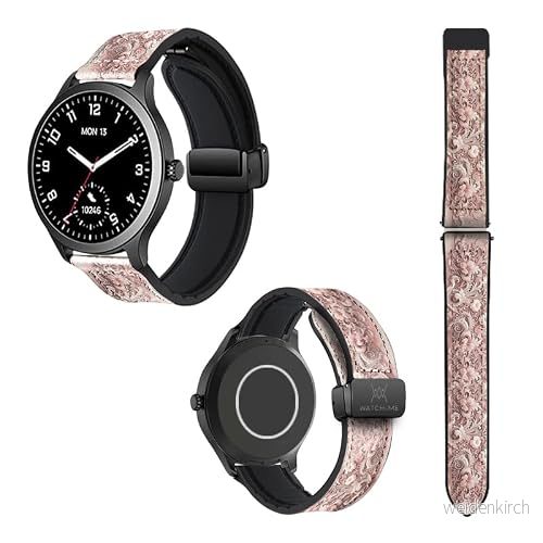 18 mm klockarmband i silikon och äkta läder: rosa spets 3614845710764