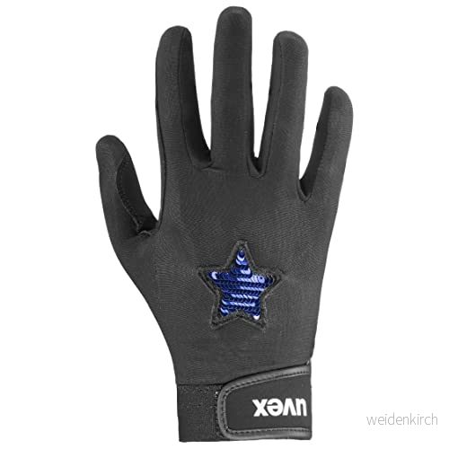 uvex glamstar flexibel ridhandske för barn hållbar utmärkt grepp black blue 4 4043197351100