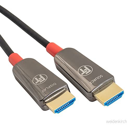 FeinTech 8K HDMI fiberkabel 5 m, 4K 120 Hz, 1440p 144Hz för 2.1 spel, kabel PS5 Xbox PC TV, 48 Gbps, stöder eARC, CEC, VRR, HDR, Dolby Atmos, 3D, VMI90050 4026423994944