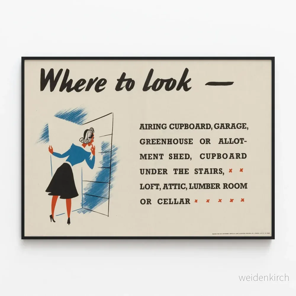 Retro poster Where to Look - Vintage väggdekoration