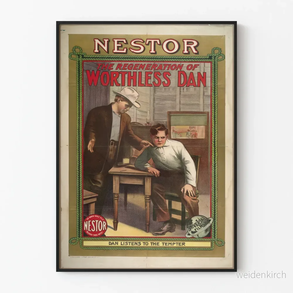Vintageposter Nestor The Regeneration of Worthless Dan - Klassisk filmväggdekoration