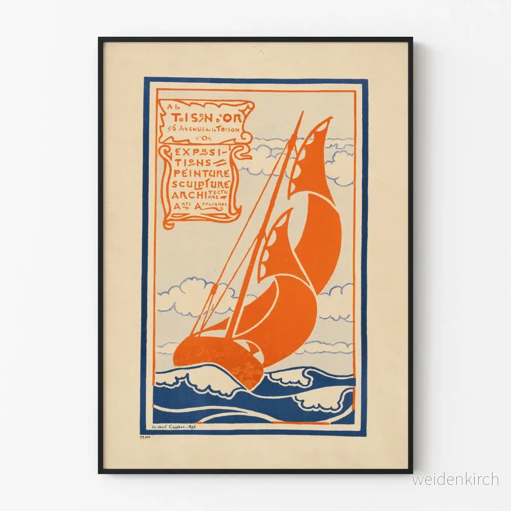 Vintage affisch för konstutställning "A la Toison d'Or" av Gisbert Combaz