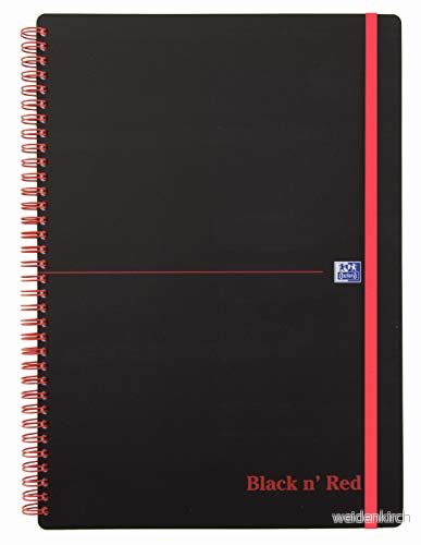 Oxford Black n' Red Anteckningsblock trådbunden A4 70 ark / 140 sidor vitt papper linjerad svart polypropylen (PP) 4006140009275