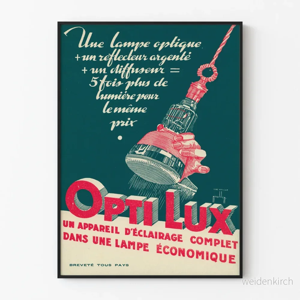 Vintageaffisch Opti Lux - Dekorativ poster för energisnål lampa