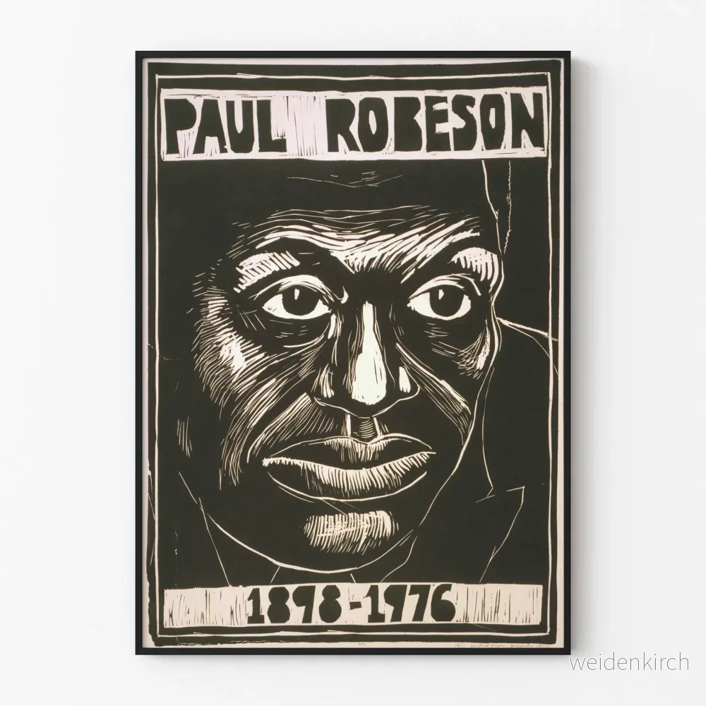Porträttposter Linoleumsnitt Paul Robeson 1898-1976