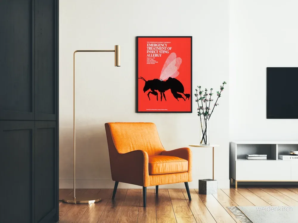 Vintage medicinsk poster om akutbehandling av insektbettallergier - Bild 2