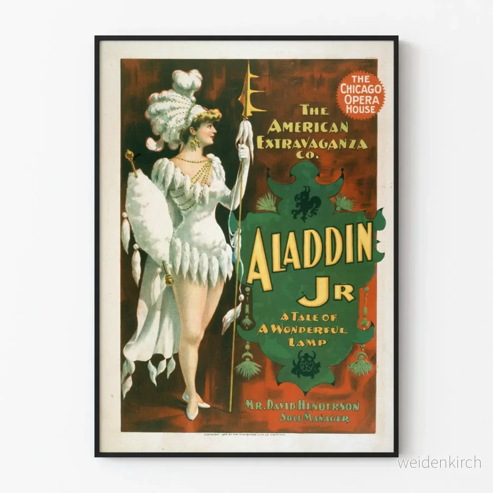 Vintageposter Aladdin Jr - Teaterdekoration och retro väggkonst