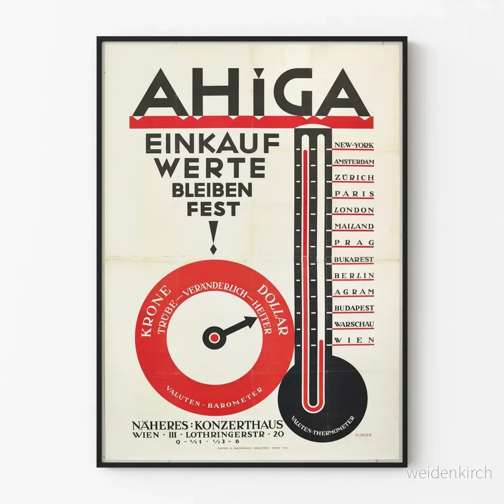 Vintageaffisch AHIGA Termometer och Barometer för Valutor