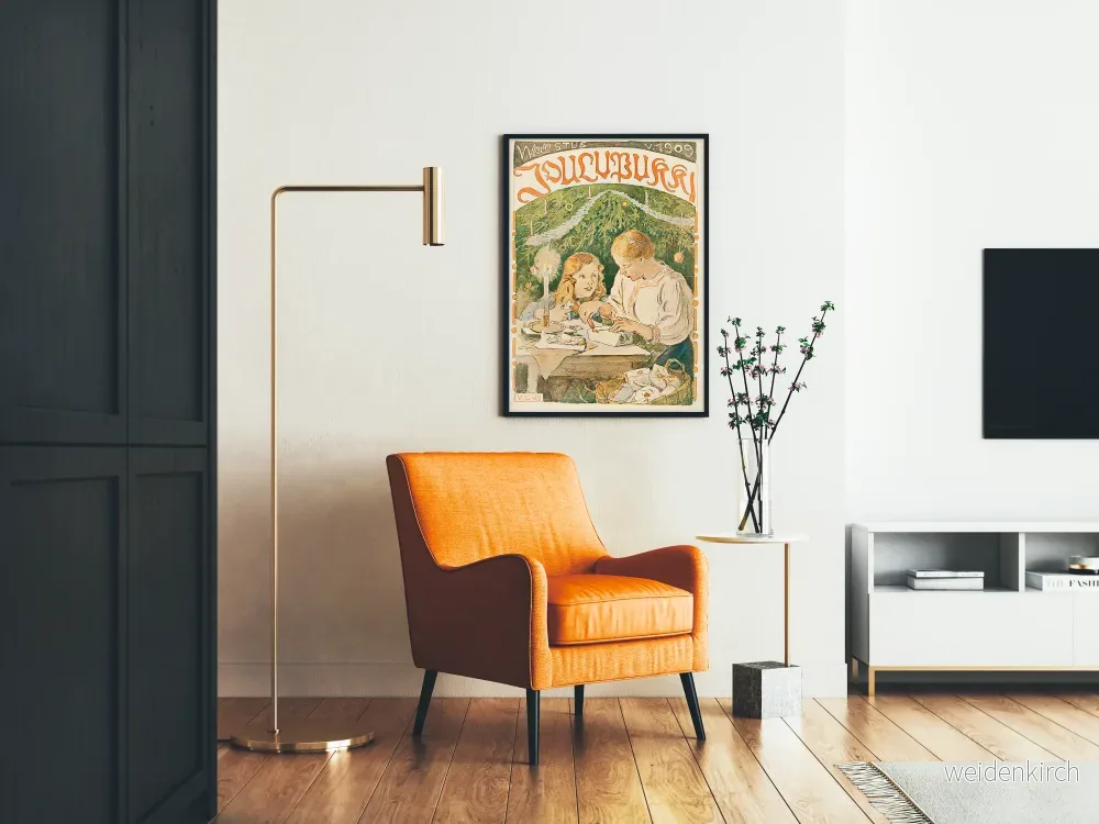Vintageposter av mor och barn som förbereder julklappar - Bild 2