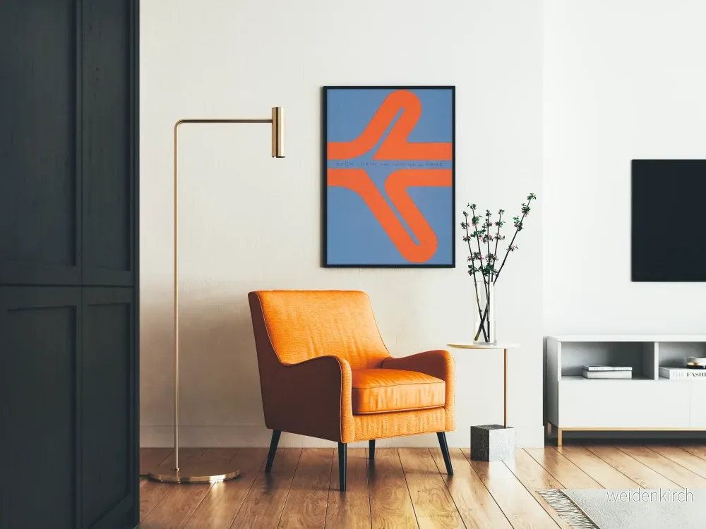 Abstrakt konstnärlig poster av Sven Lukin i blått och orange - Bild 2