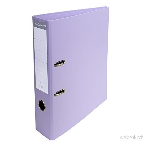 Exacompta 53707E paket med 10 premium plastmappar (PVC, 2 ringar, rygg 70 mm, DIN A4) stycken pastelllila 3130631537075