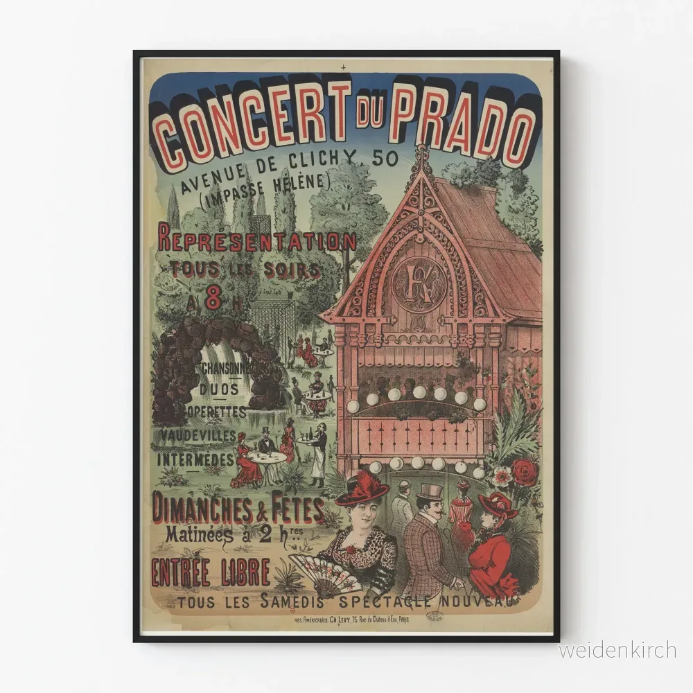 Vintage konsertposter av Prado Avenue de Clichy väggdekoration