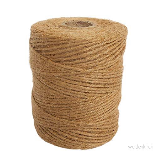 ANSIO Jutegarn, 333 fot Jutesträng 3 skikt 2 mm tjocklek, jutrep för dekoration Trädgårdsblommor DIY Konstbuntning Hantverk och förpackning Brun 5056184132810