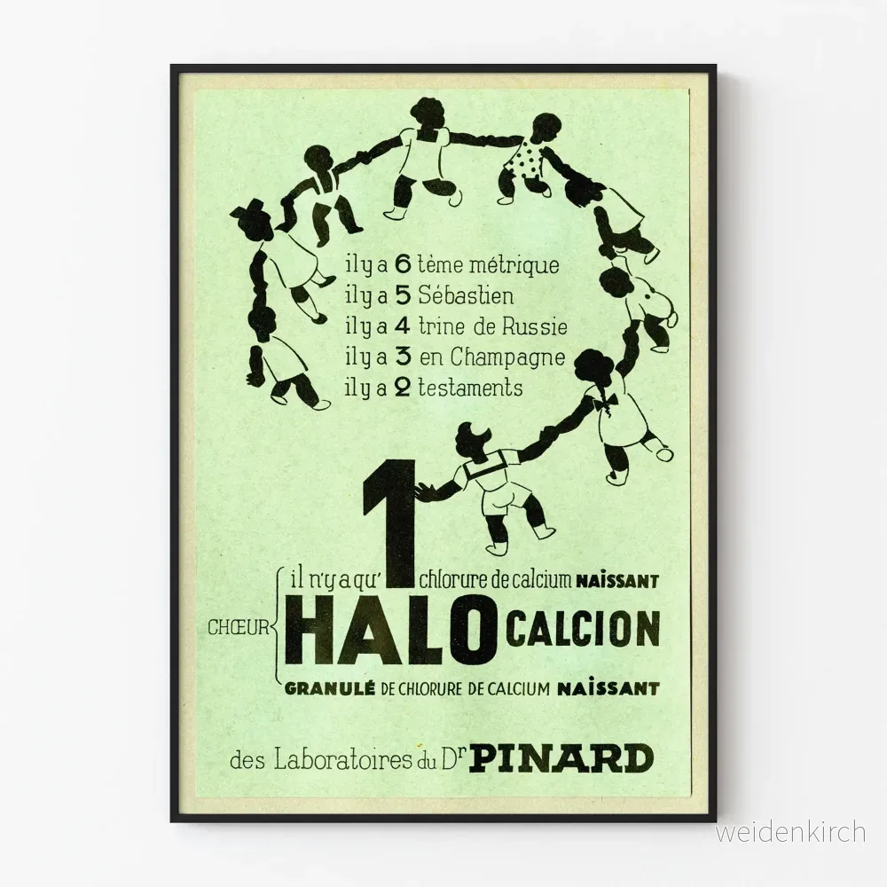 Vintage poster för väggdekoration Halo Calcion - Barnvänlig grafisk illustration