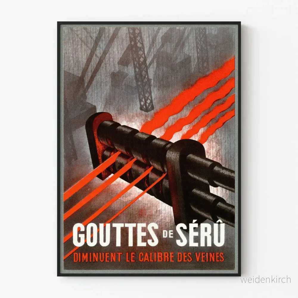Industrivintage affisch Gouttes de Sérû för väggdekoration