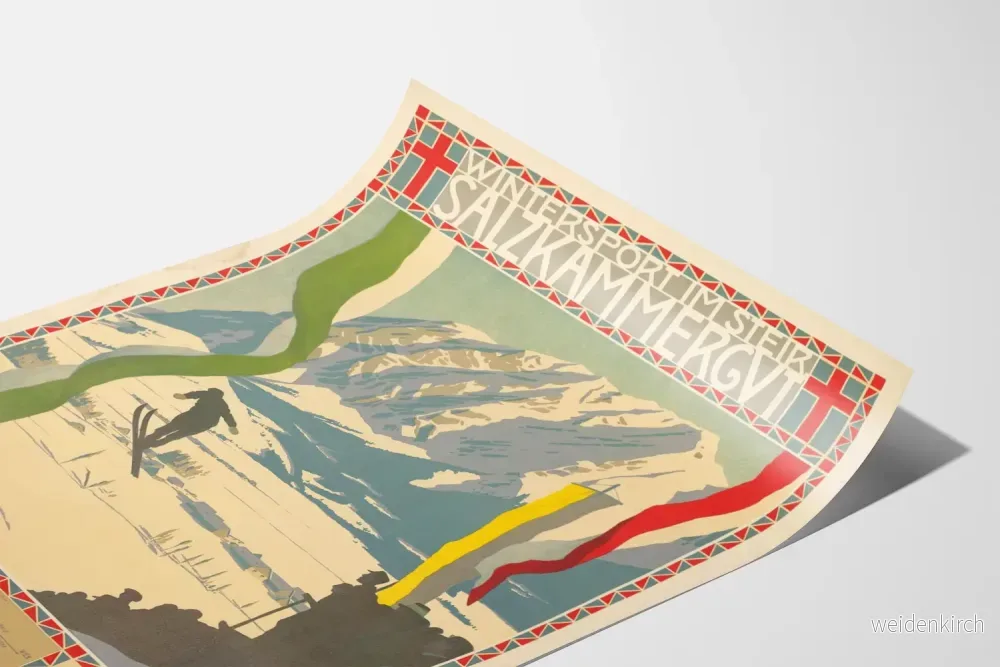 Vintage sportposter för vinter i Salzkammergut, Österrike - Bild 3