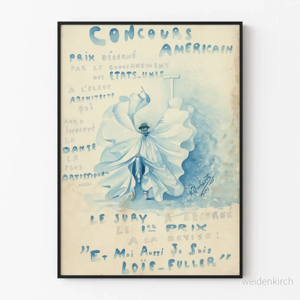 Vintageposter Concours Américain - Konstnärlig dekorativ akvarell 1895