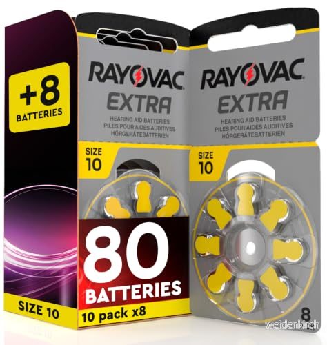 80 Hörapparat Batteri Rayovac Extra Storlek 10. 10x8 Batterier för Hörapparater 8057592634405