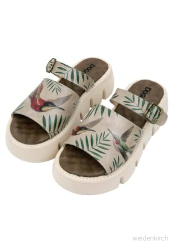 DOGO Kvinnors läder vegan beige kiltofflor "Soar the Sky Pattern", Material: Polyester, 39 EU 8680544271849