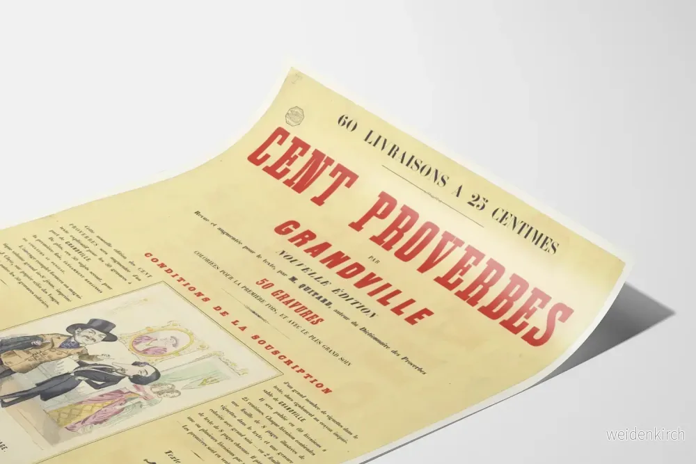 Vintageposter Cent Proverbes av Grandville, färggraverier - Bild 3