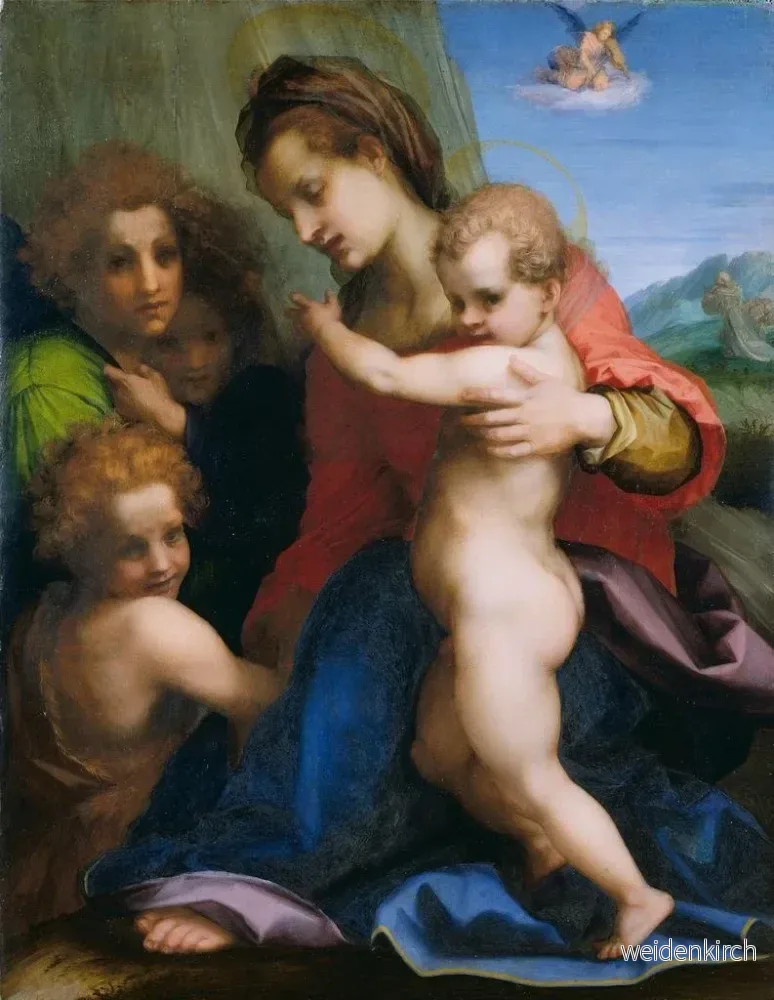 Målning La Vierge à l'Enfant avec l'enfant Baptiste - Andrea del Sarto | Konsttryck - Bild 2