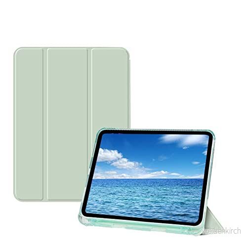 BXGH iPad 9:e generation 2021/iPad 8:e 2020 10,2 tum med pennahållare, 7:e 2019 fodral mjuk babyskin silikonbaksida, automatisk väckning/sömnskydd (Matcha Green) 9011704887294