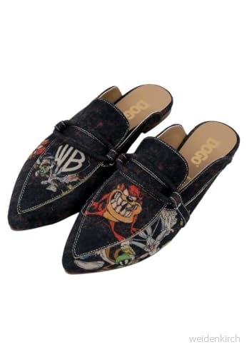 DOGO Kvinnors veganläder svarta tofflor Warner Bros Tasmanian Devil Pattern, Material: Polyester, 41 EU 8680544270712