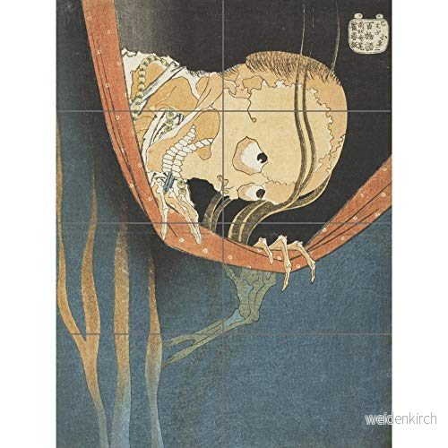 Artery8 Hokusai Kohada Koheiji 100 Ghost Tales skalle målning XL gigantisk panel affisch (8 sektioner) 5059360894328