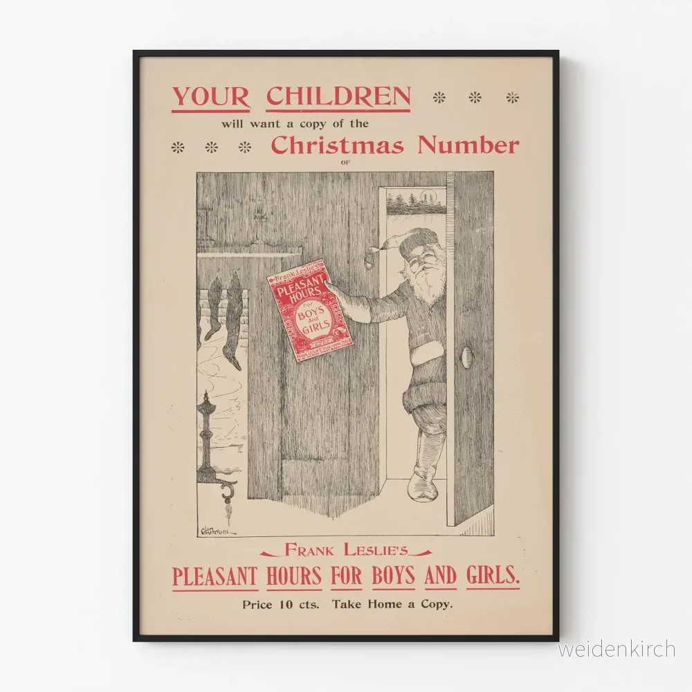 Vintageposter Frank Leslie's Pleasant Hours för pojkar och flickor