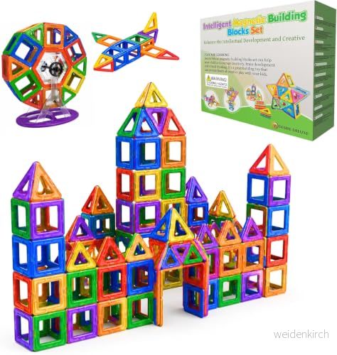 Desire Deluxe Magnetiska byggstenar Gåva 94PC Magnetik för barn Konstruktionsblock Spel pojkar och flickor Kreativitet Pedagogiska barnleksaker ålder 3 4 5 6 7 år 5060523920914