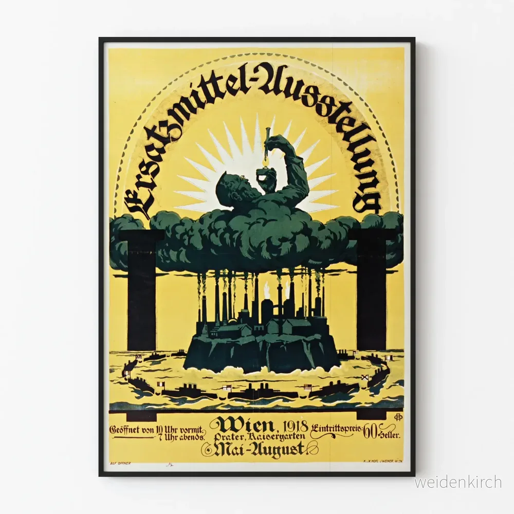 Vintageaffisch utställning Ersatzmittel 1918 Wien