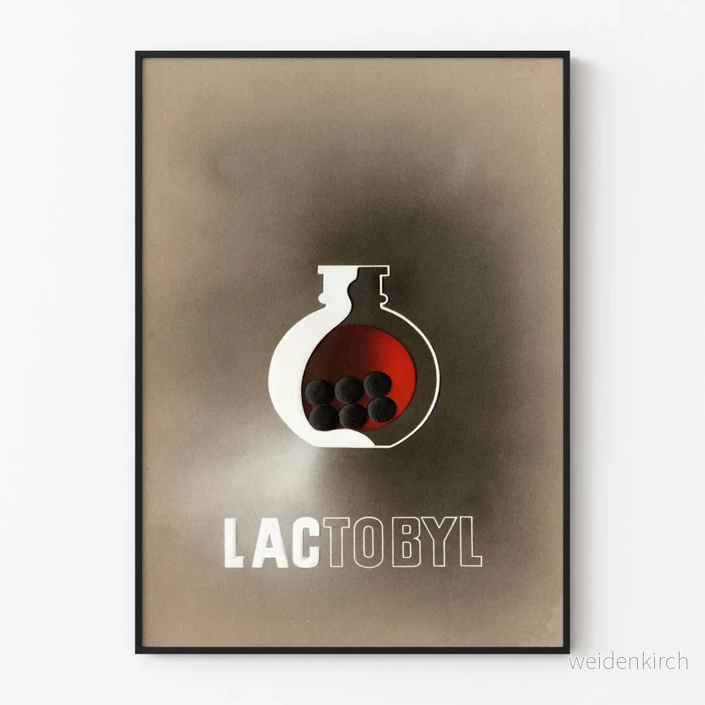 Vintage dekorativ poster Lactobyl i minimalistisk stil