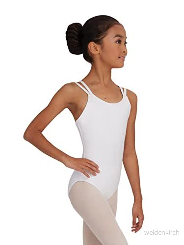 Capezio 126 klassisk dubbel rem linne trikåer dam, vit, X Small 52931938471