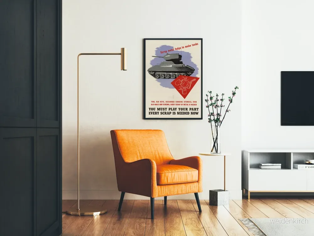 Vintage återvinningsplakat i metall för tillverkning av stridsvagnar - Bild 2