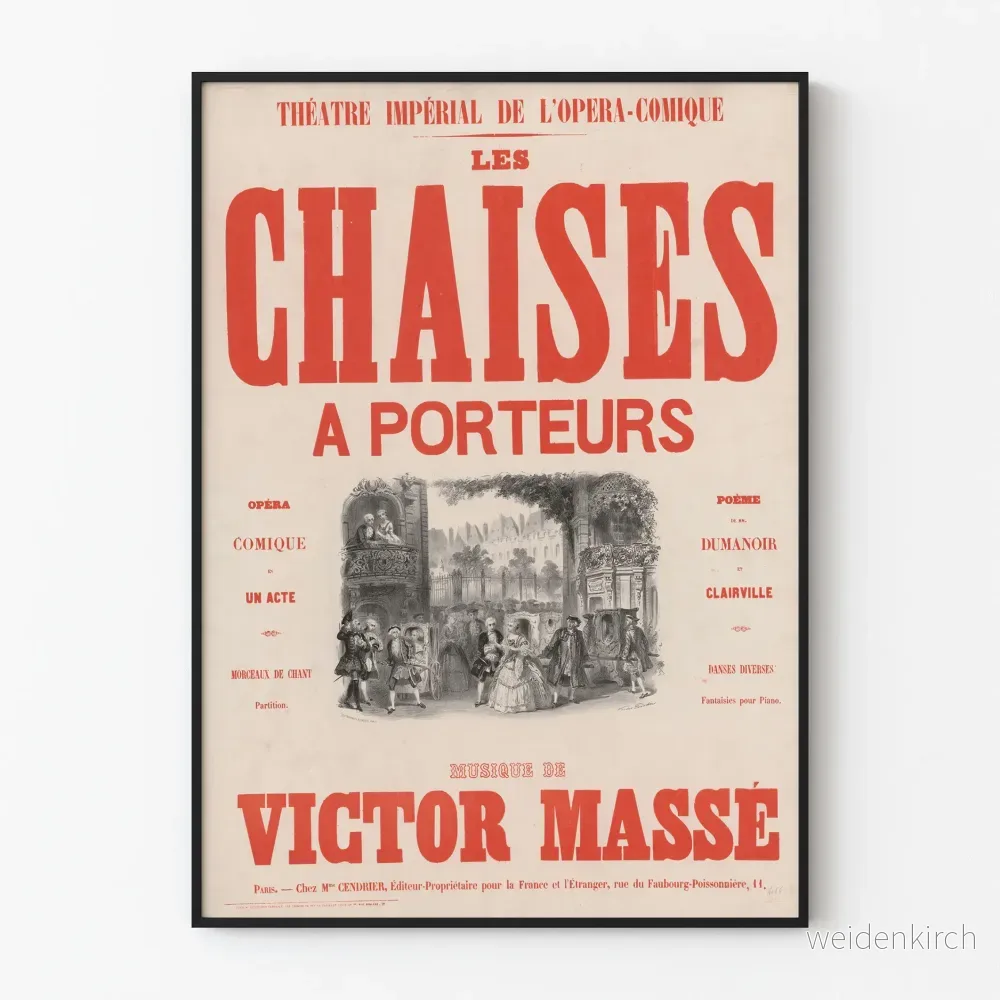 Affisch Imperialteatern Les Chaises à Porteurs av Victor Massé Affisch Imperialteatern Les Chaises à Porteurs av Victor Massé