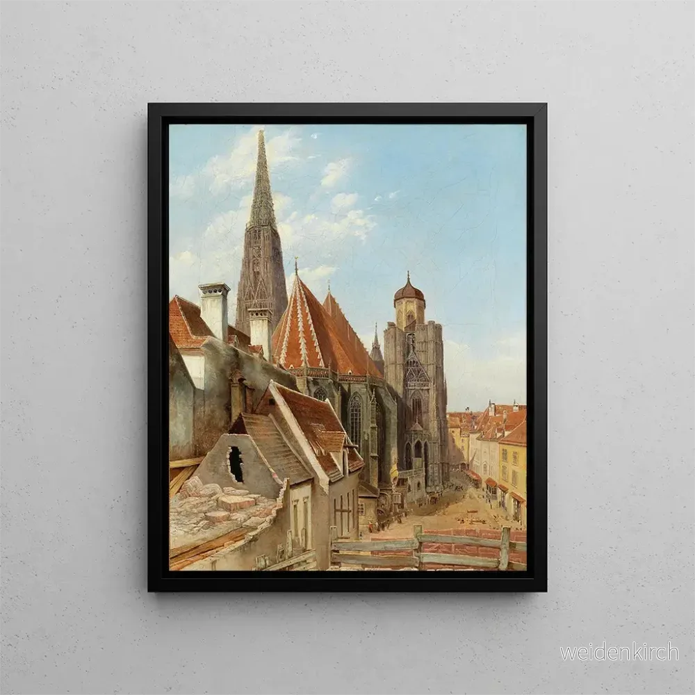 Målning Vue de la cathédrale Saint-Étienne – Anonym | Konsttryck Målning Vue de la cathédrale Saint-Étienne – Anonym | Konsttryck