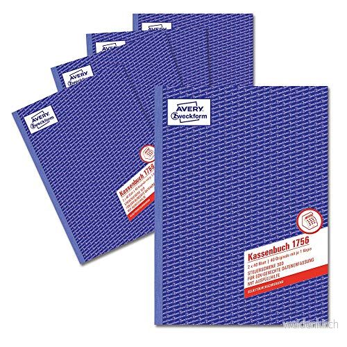 AVERY Specialform 1756 5 kassabutik (A4, efter skattesak 300, kontrolleras av högersexpert, för Tyskland korrekt och prisvärd bokföring, 2 x 40 ark) pack vit/gul 4004182207802