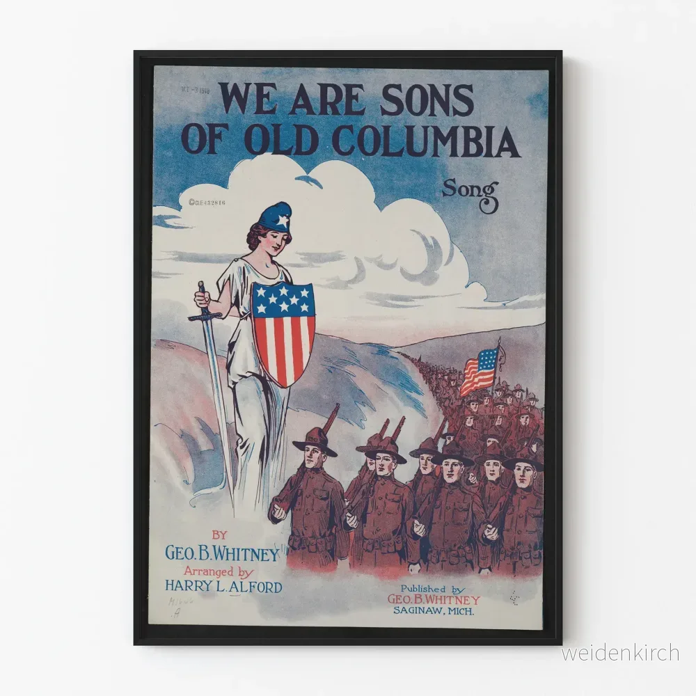 Vintageposter We Are Sons of Old Columbia - Patriotisk väggdekoration