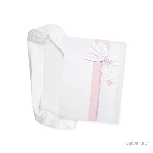 Filet barnvagn sängkläder 70 x 90 cm 3 delat set av 100% bomull med Aida inlägg, för påfyllning vit, rosa 8057017876519