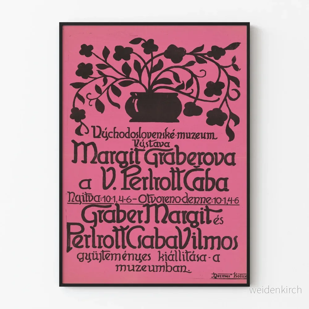 Vintageposter för utställning Margit Graberova och V. Perlrott Caba