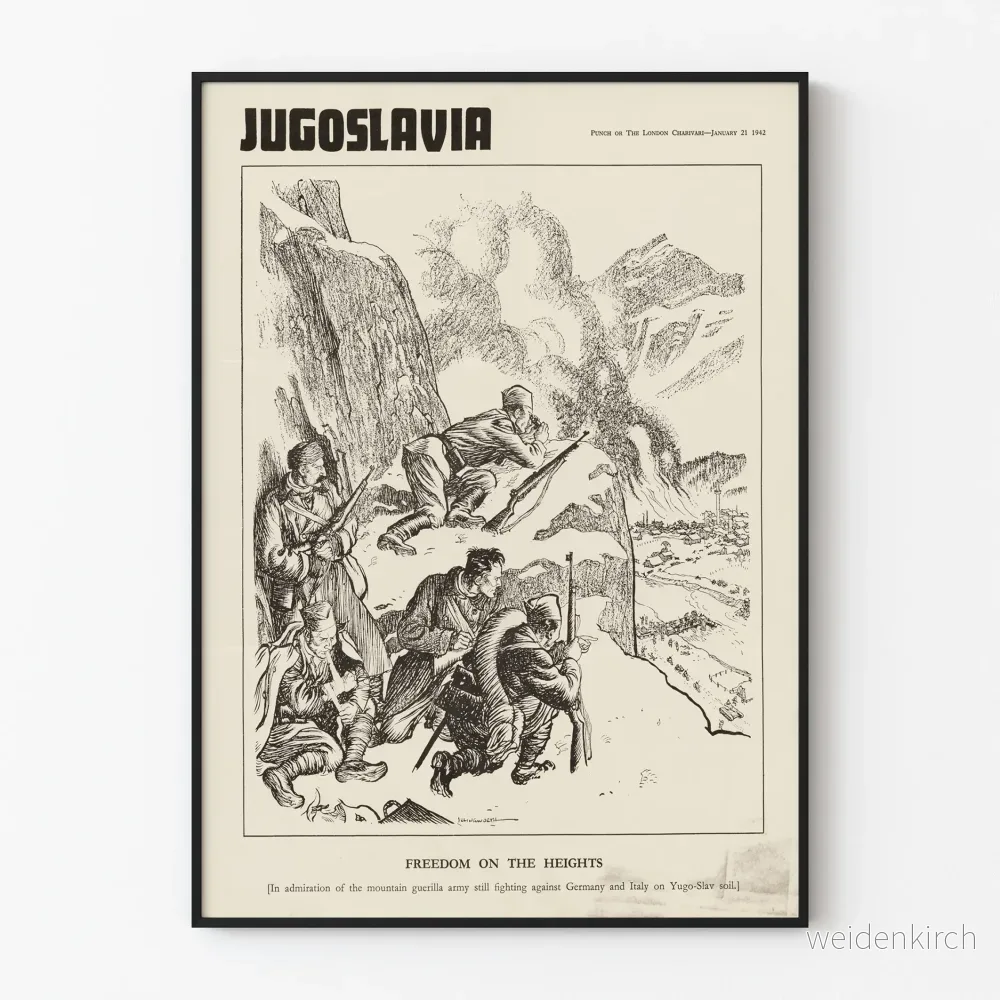 Vintageaffisch Jugoslavien Frihet på höjderna