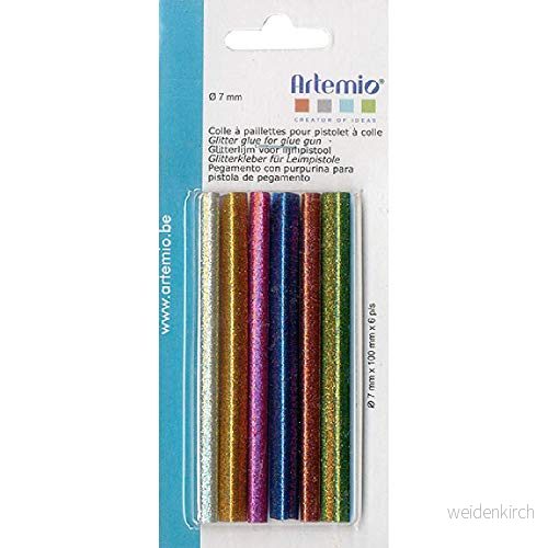 Artemio set 6 påfyllningspack paljetter, lim, flera färger, 7,5 x 1 17,5 cm 5414135084029